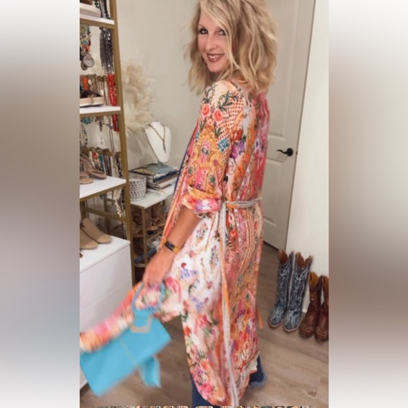 Aratta Floral Multicolor Kimono Goddess Dress - Picture 2 of 16